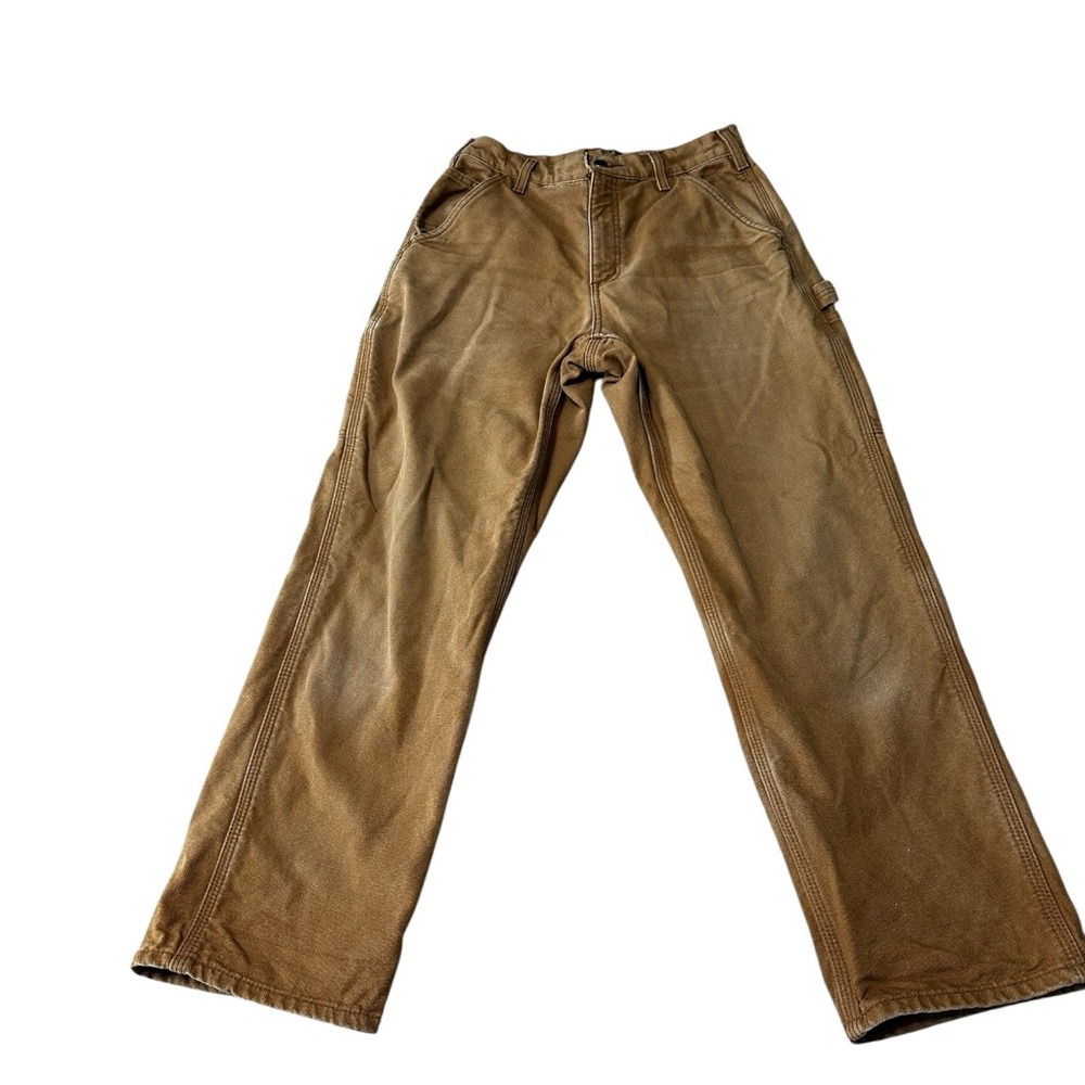 Vintage Y2K Carhartt B111 BRN Brown Duck Work Pants Flannel Lined 30x30